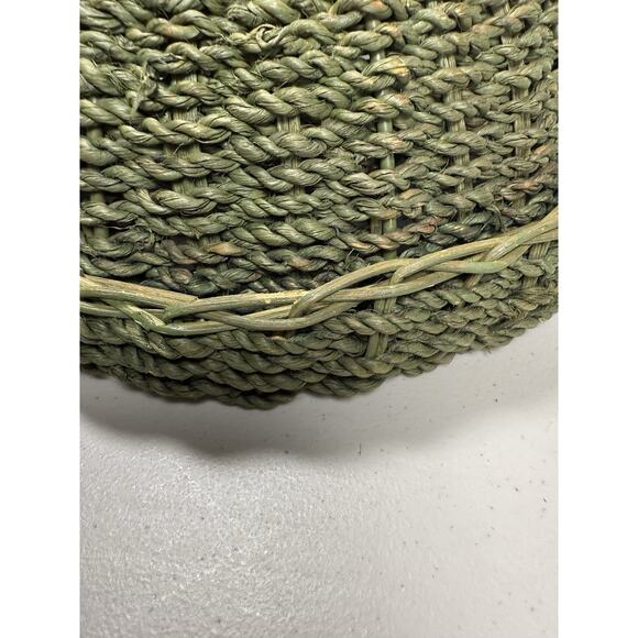 Natural Fiber Woven Wicker Pedestal Fruit Bowl Basket Green - Picture 6 of 8
